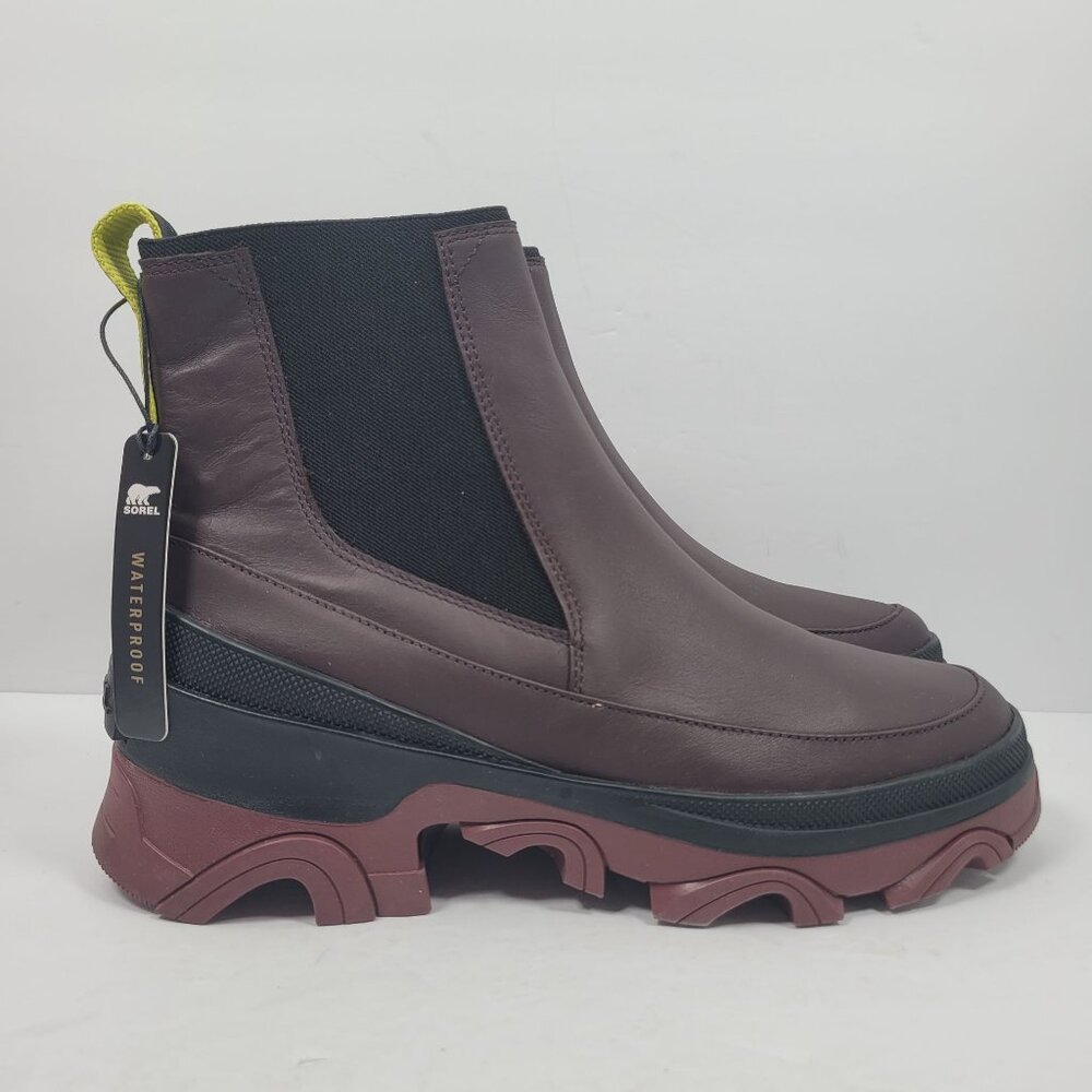 Sorel Brex Chelsea WP Women's Burgundy Waterproof Boots NL4302-203 US Sz 9.5 NWT